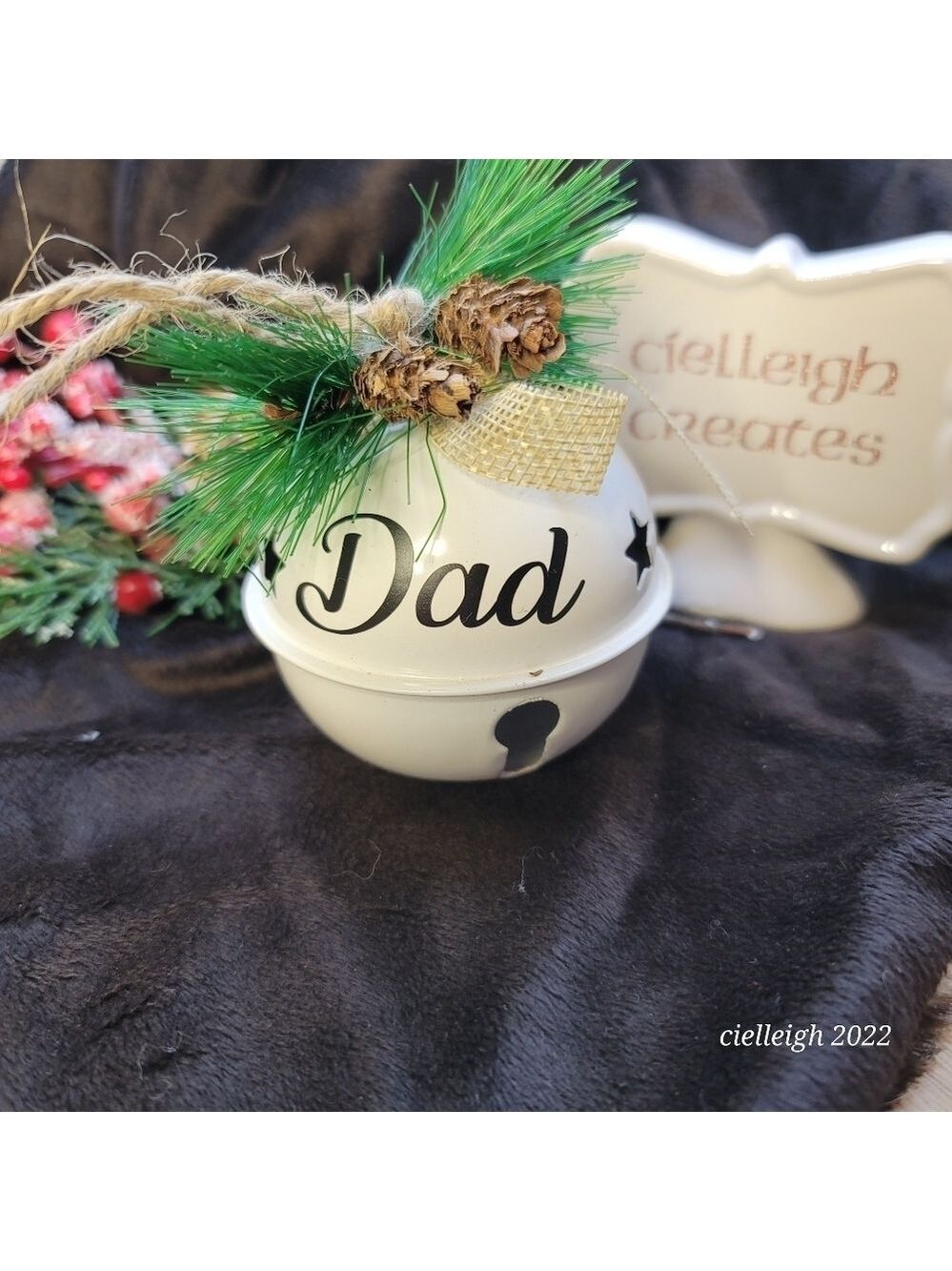 White Personalized Metal Bell ornament
